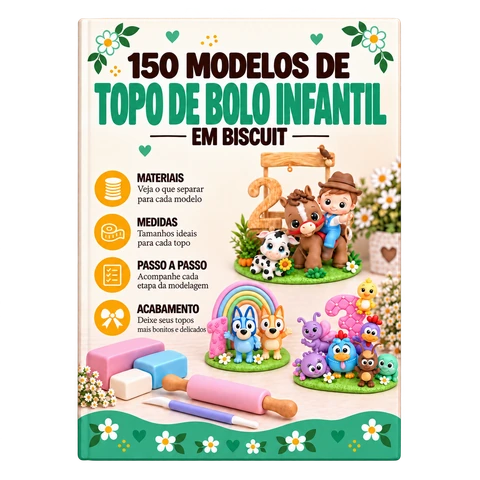 150 Modelos de Topo de Bolo Infantil em Biscuit — produto principal