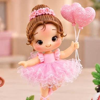 Topo de bolo infantil de bailarina em biscuit